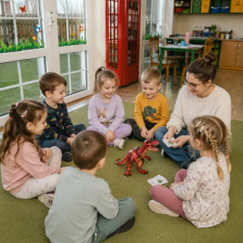 Opiekunka wspiera dziecko podczas adaptacji w przedszkolu