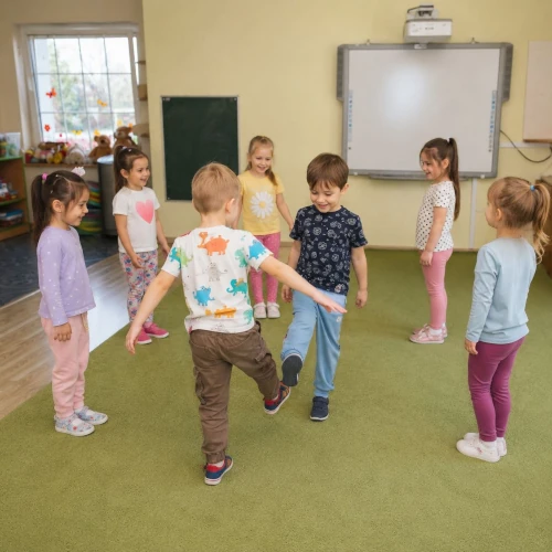 Opiekunka wspiera dziecko po rozstaniu z rodzicem w sali przedszkolnej